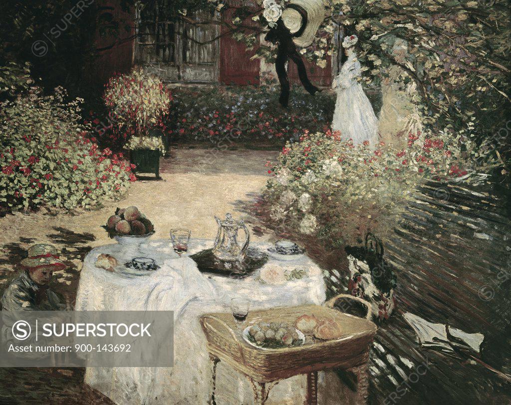 Stock Photo: 900-143692 The Luncheon 1872-76 Claude Monet (1840-1926 French) Jeu de Paume, Louvre, Paris, France