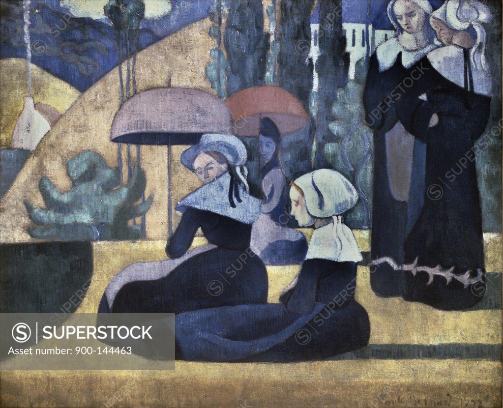 Stock Photo: 900-144463 Brittany Women with Umbrellas by Emile Bernard, 1892, 1868-1941, France, Paris, Palais de Tokyo
