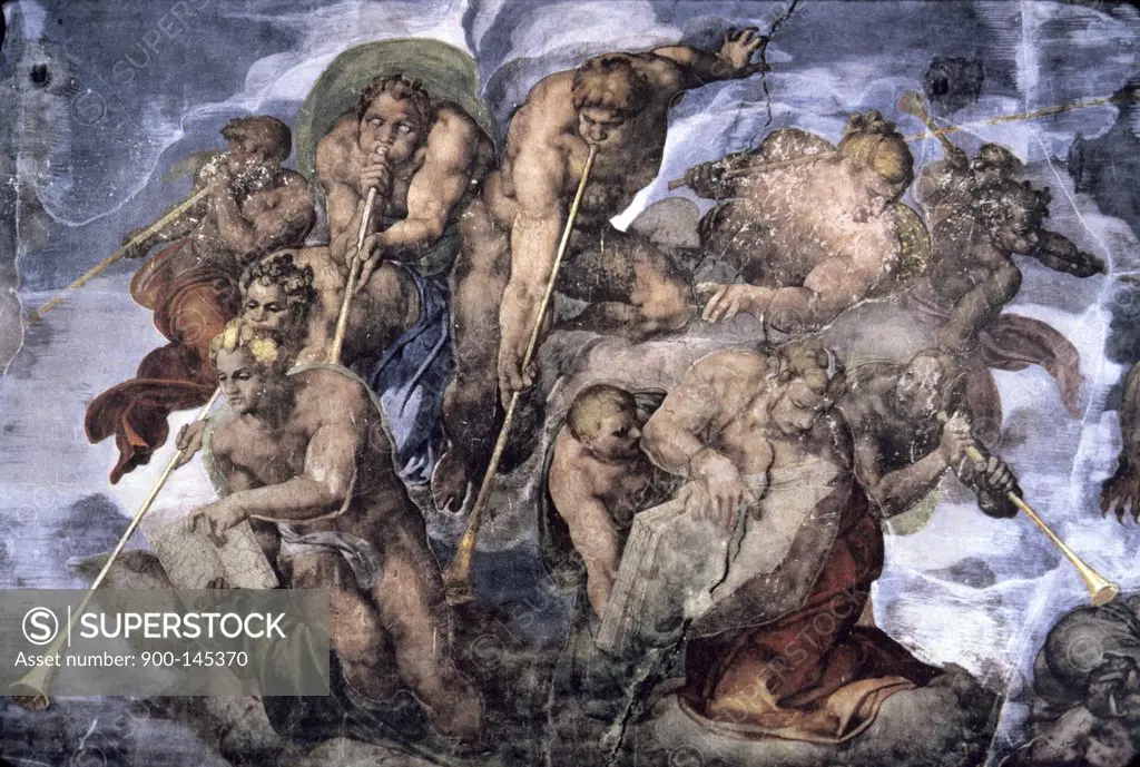 The Last Judgement  (Detail)  c.1536-1541  Michelangelo Buonarroti (1475-1564/Italian) Fresco   Sistine Chapel, Vatican 