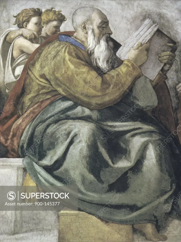 The Prophet Zechariah Michelangelo Buonarroti (1475-1564/Italian) Fresco Sistine Chapel, Vatican