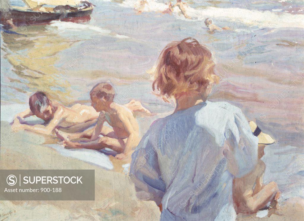 Stock Photo: 900-188 Children on the Beach Joaquin Sorolla y Bastida (1863-1923 Spanish) 