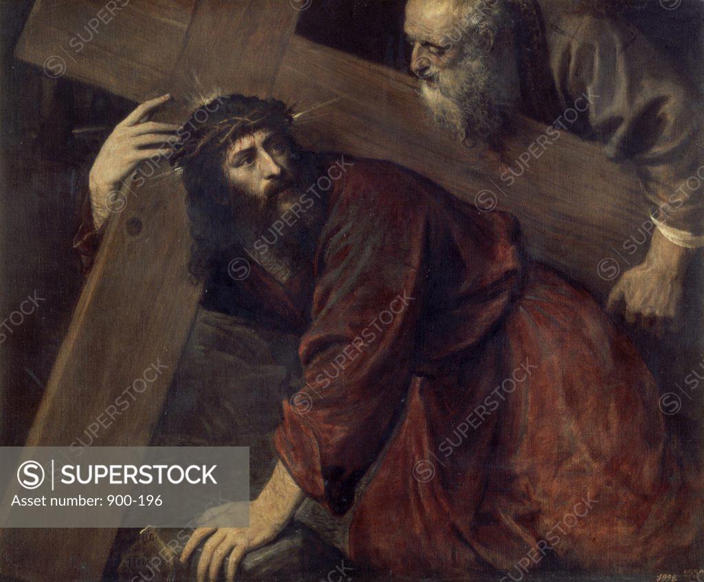 Stock Photo: 900-196 Christ & Simon the Cyrenian Titian (Tiziano Vecelli) 1477/89-1576  Venetian 