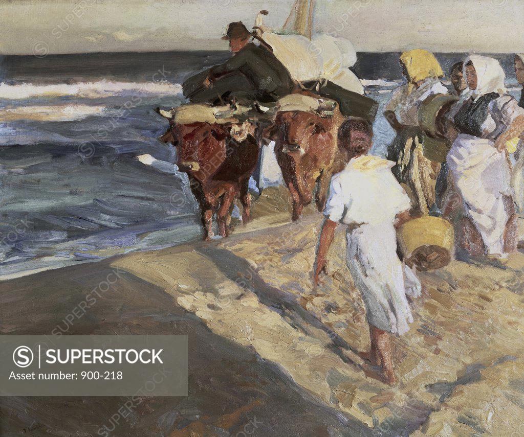 Stock Photo: 900-218 Taking Out the Boat Joaquin Sorolla y Bastida (1863-1923/Spanish) 