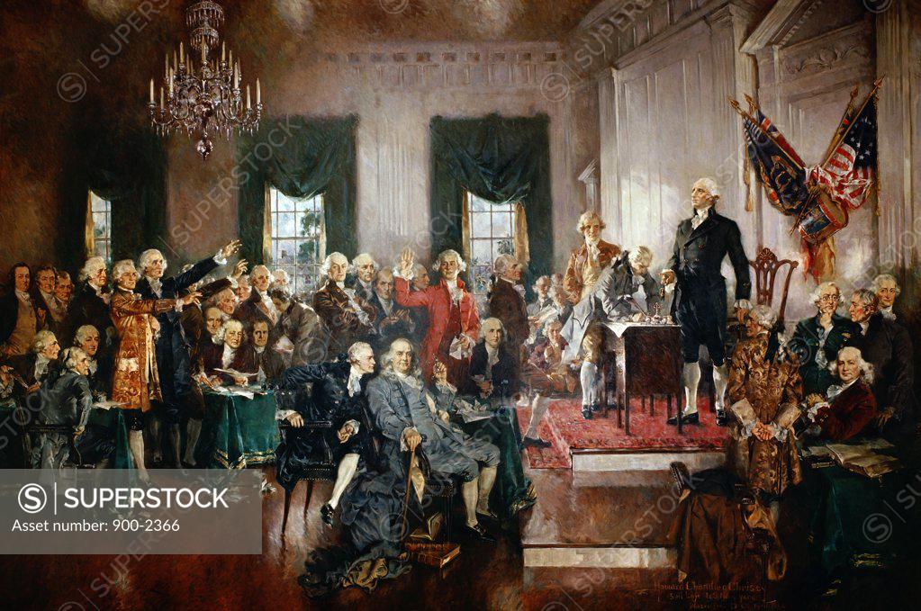 Stock Photo: 900-2366 Signing of the Constitution of the US by Howard C. Christy, 1873-1952
