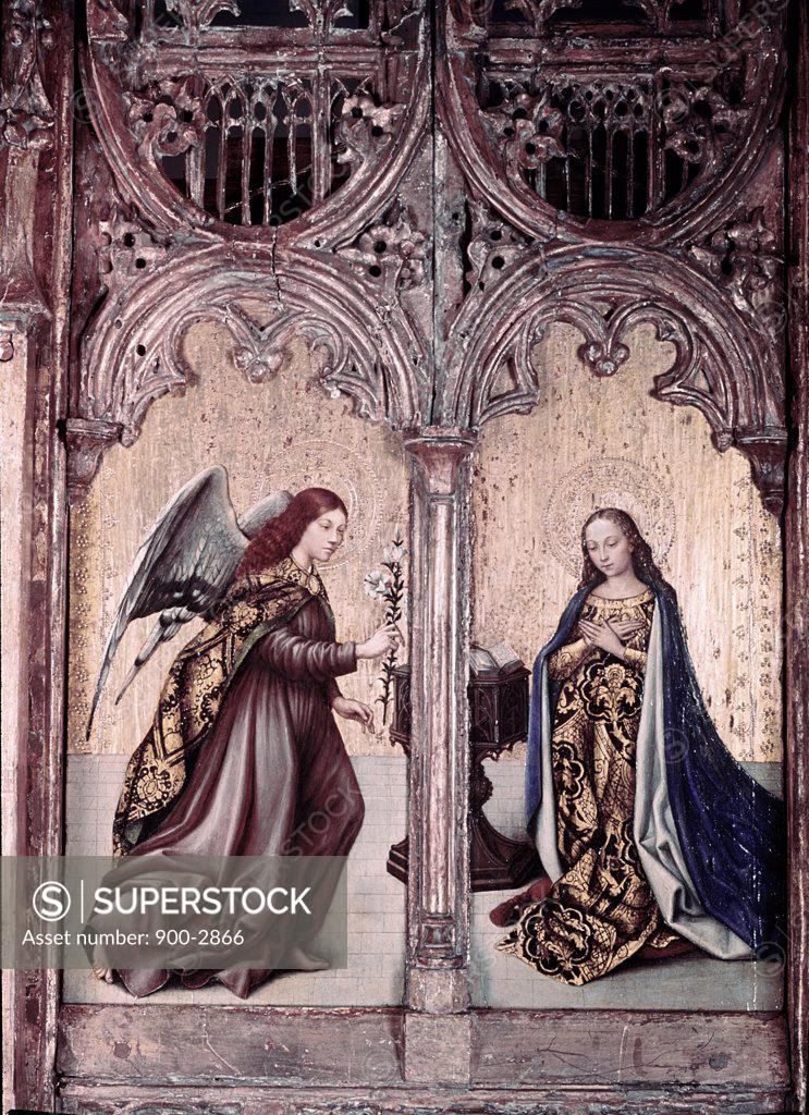 Stock Photo: 900-2866 The Annunciation 14th C. Master of Avignon (14th C. French) Tempera on wood panel