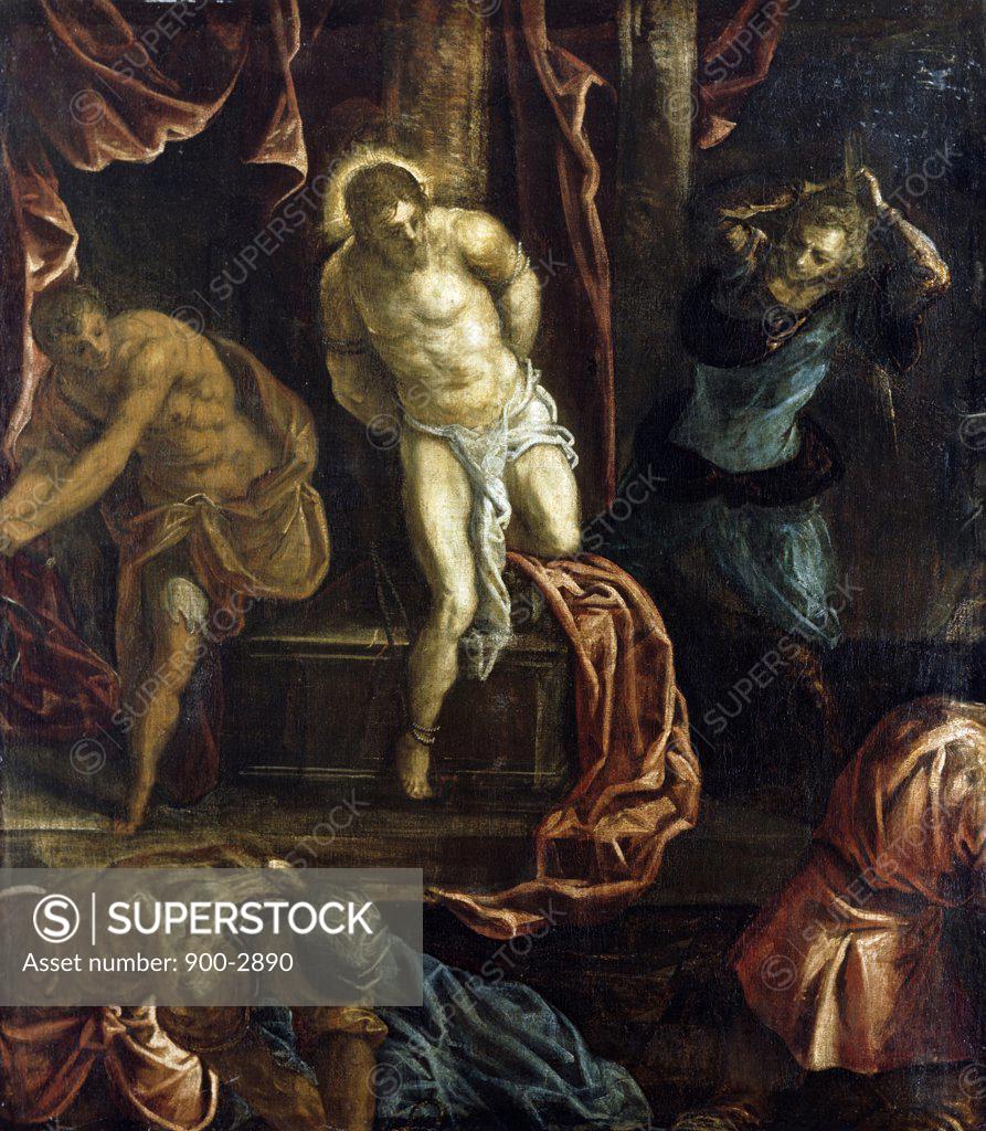 Stock Photo: 900-2890 Scourging of Christ by Jacopo Tintoretto, (1519-1594)