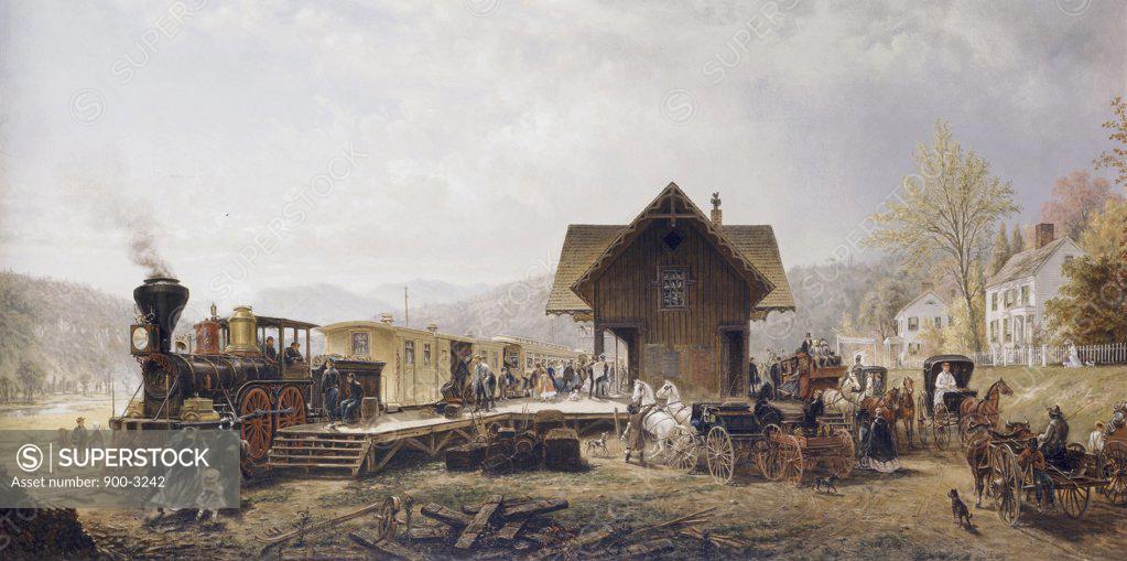 Stock Photo: 900-3242 Railroad Arriving, Stratford, Connecticut Edward Lamson Henry (1841-1919/American)
