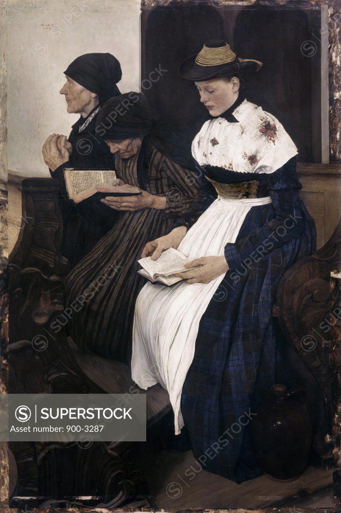 Stock Photo: 900-3287 Three Women in Church 1882 Wilhelm Maria Hubertus Leibl (1844-1900 German)