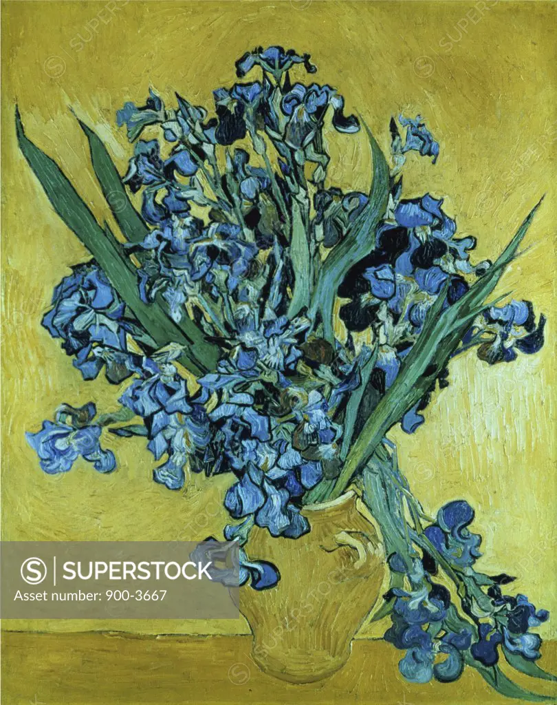 Still Life with Irises Against a Yellow Background 1890 Vincent van Gogh (1853-1890 Dutch) Oil on canvas Van Gogh Museum, Amsterdam, Netherlands
