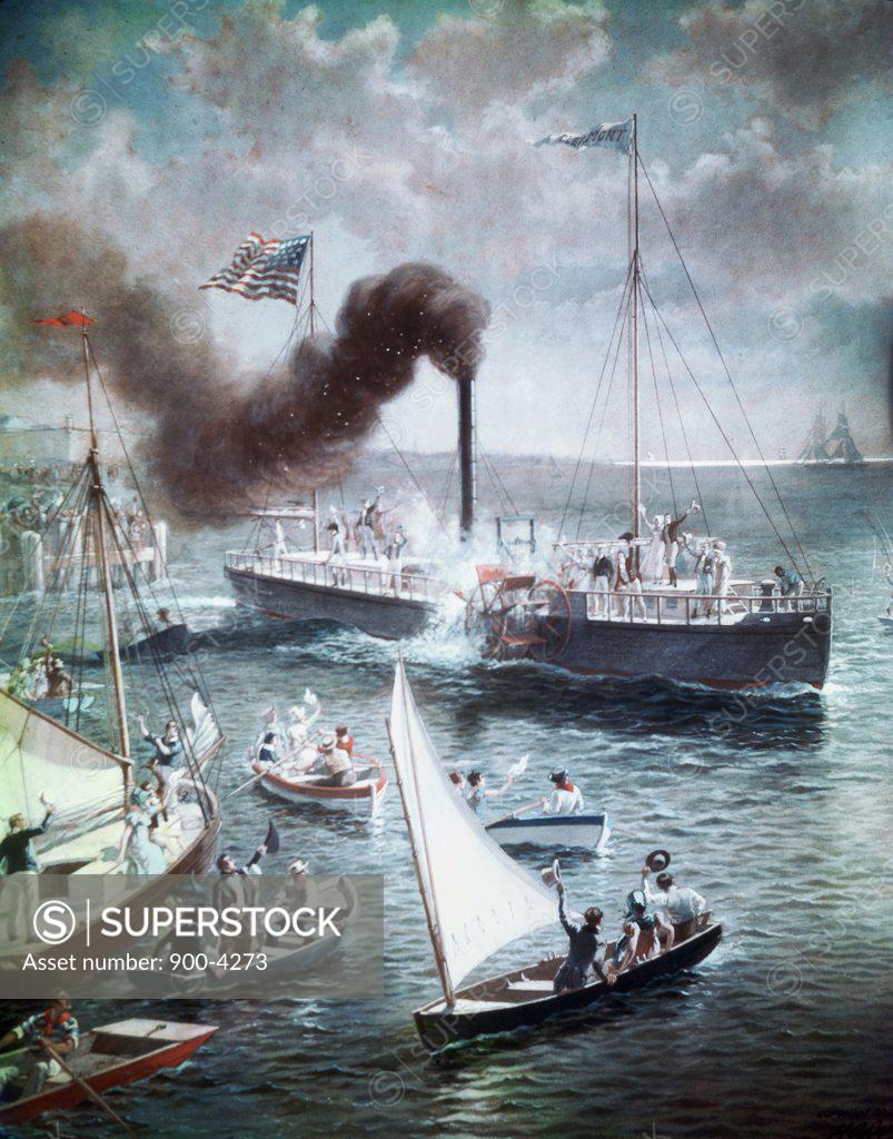 Stock Photo: 900-4273 Fulton's Triumph the Clermont, 1807 Henry Alexander Ogden (1856-1936/American) 