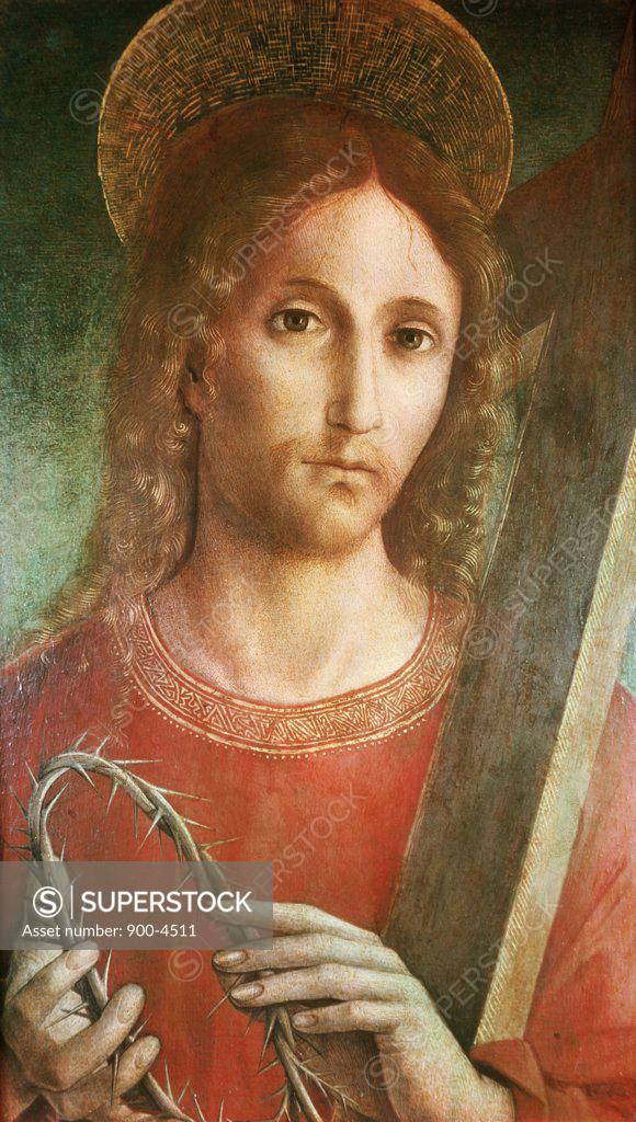 Stock Photo: 900-4511 Jesus with Cross & Crown of Thorns Giacomo Pacchiarotto (1474-1540 Italian) 