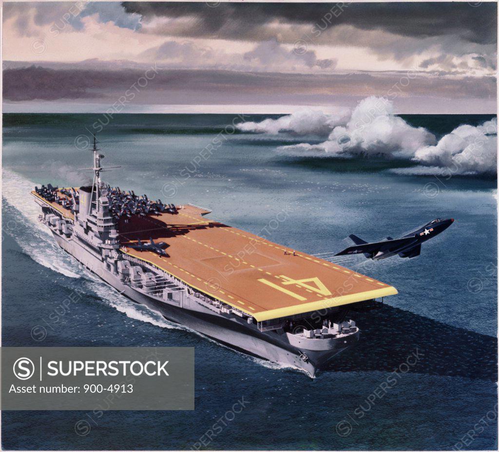 Stock Photo: 900-4913 US Aircraft Carrier Artist Unknown