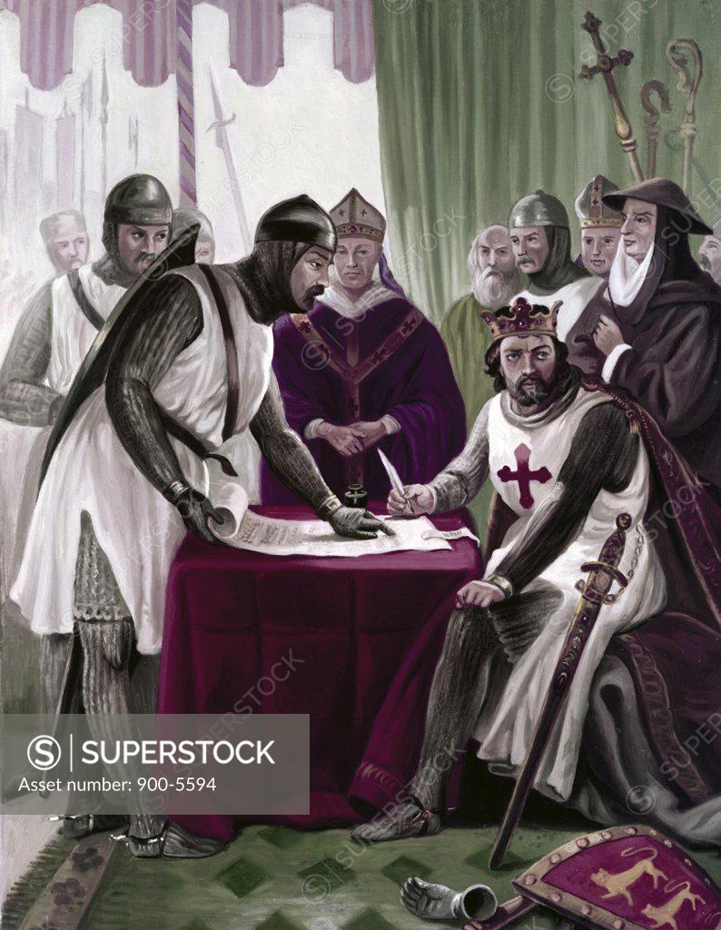 Stock Photo: 900-5594 King John Signing the Magna Carta, 1215, Artist Unknown