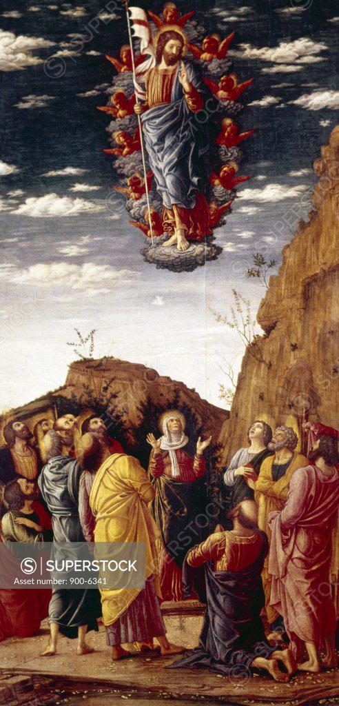 Stock Photo: 900-6341 Ascension by Andrea Mantegna, tempera on wood panel, (C.1431-1506), Italy, Florence, Galleria Degli Uffizi, 1464
