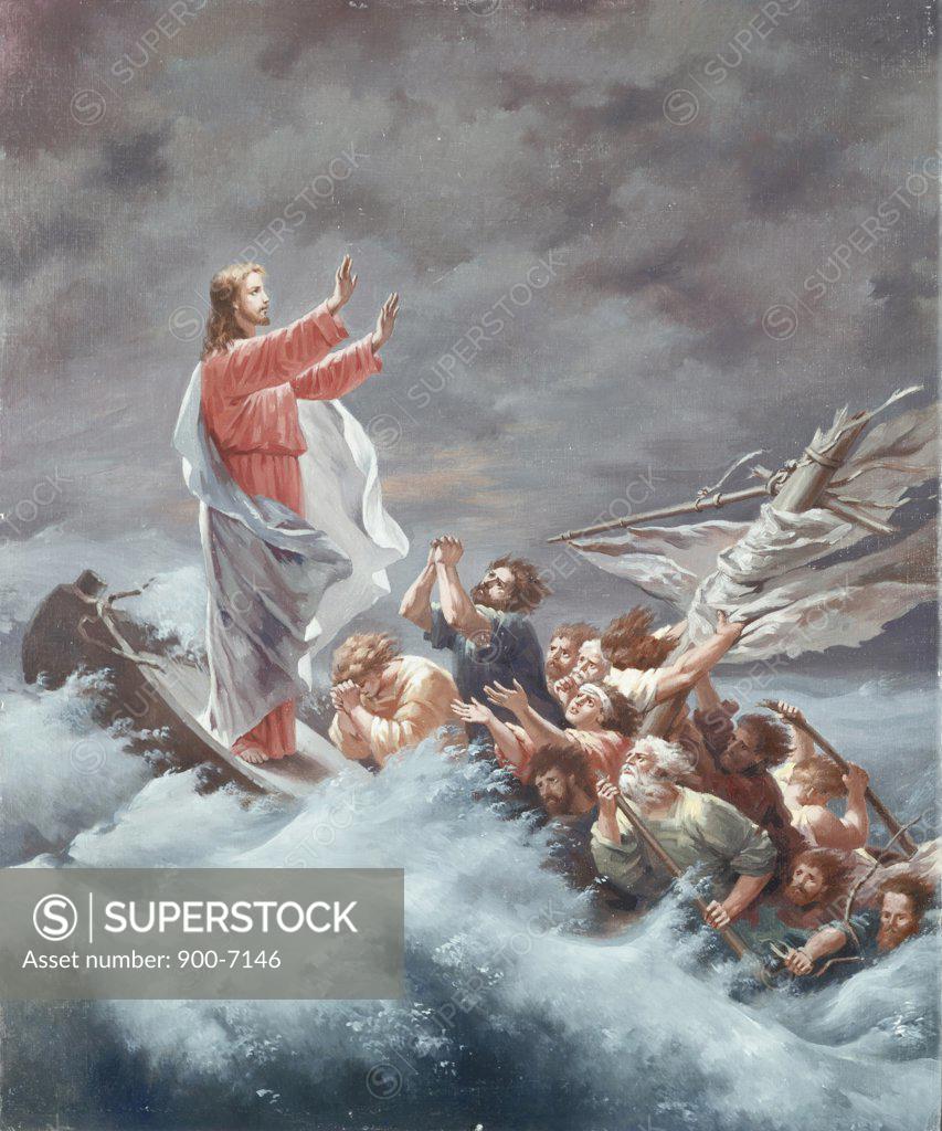 Stock Photo: 900-7146 Christ Stilling the Tempest Anton Dietrich (19th C. German) 