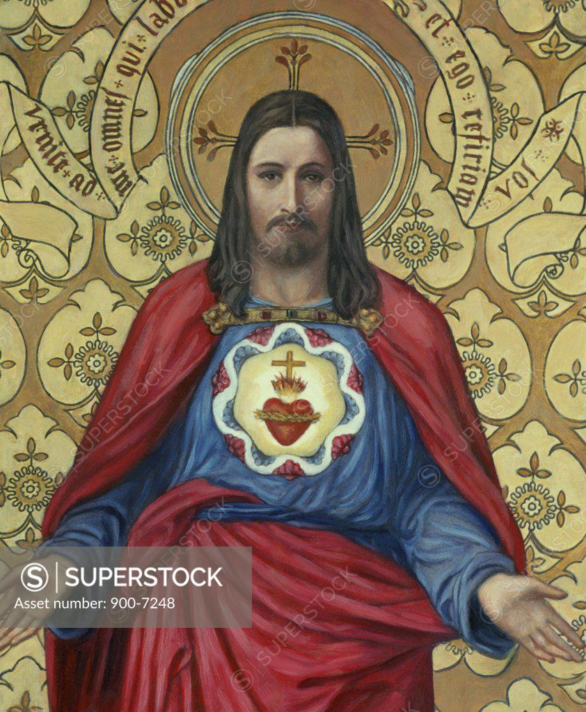 Stock Photo: 900-7248 Sacred Heart of Jesus  Francois Philippe Chouteau /19th Century French 