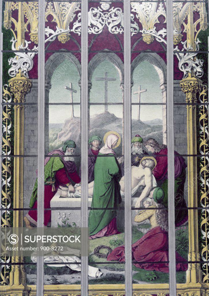Stock Photo: 900-8272 Entombment,  The, Stained Glass, Stained Glass