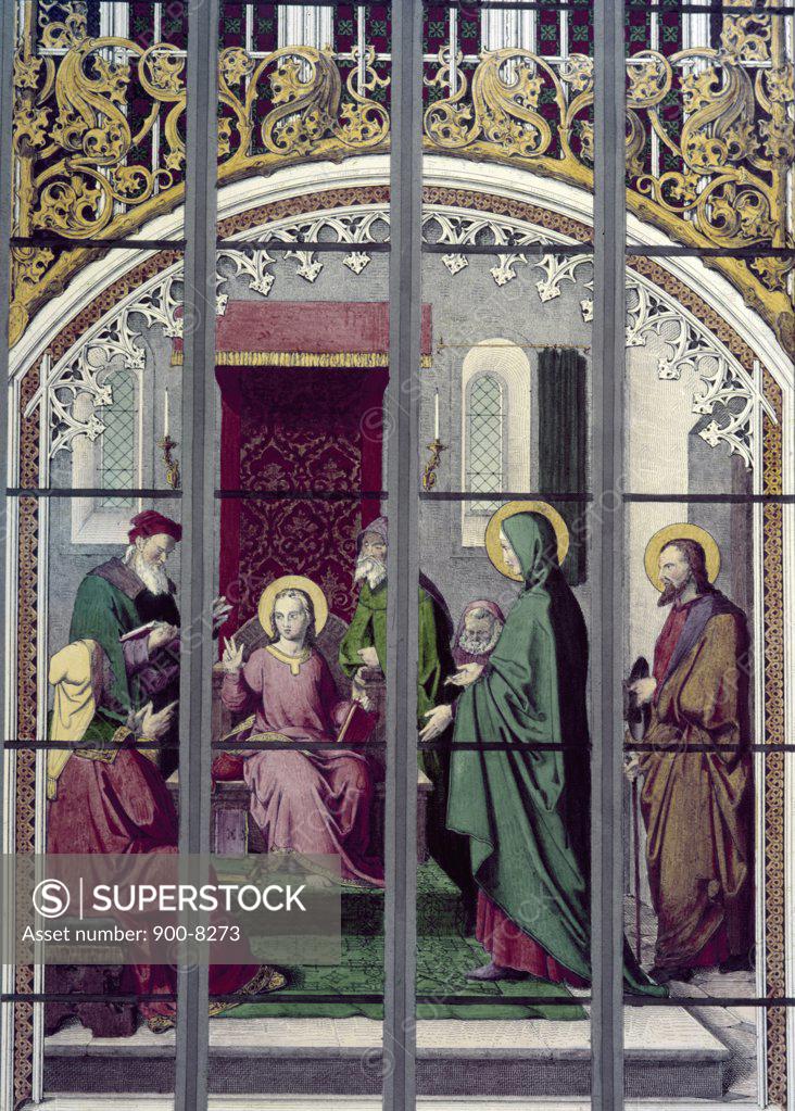 Stock Photo: 900-8273 Child Jesus Teaching In the Temple, Stained Glass, Stained Glass