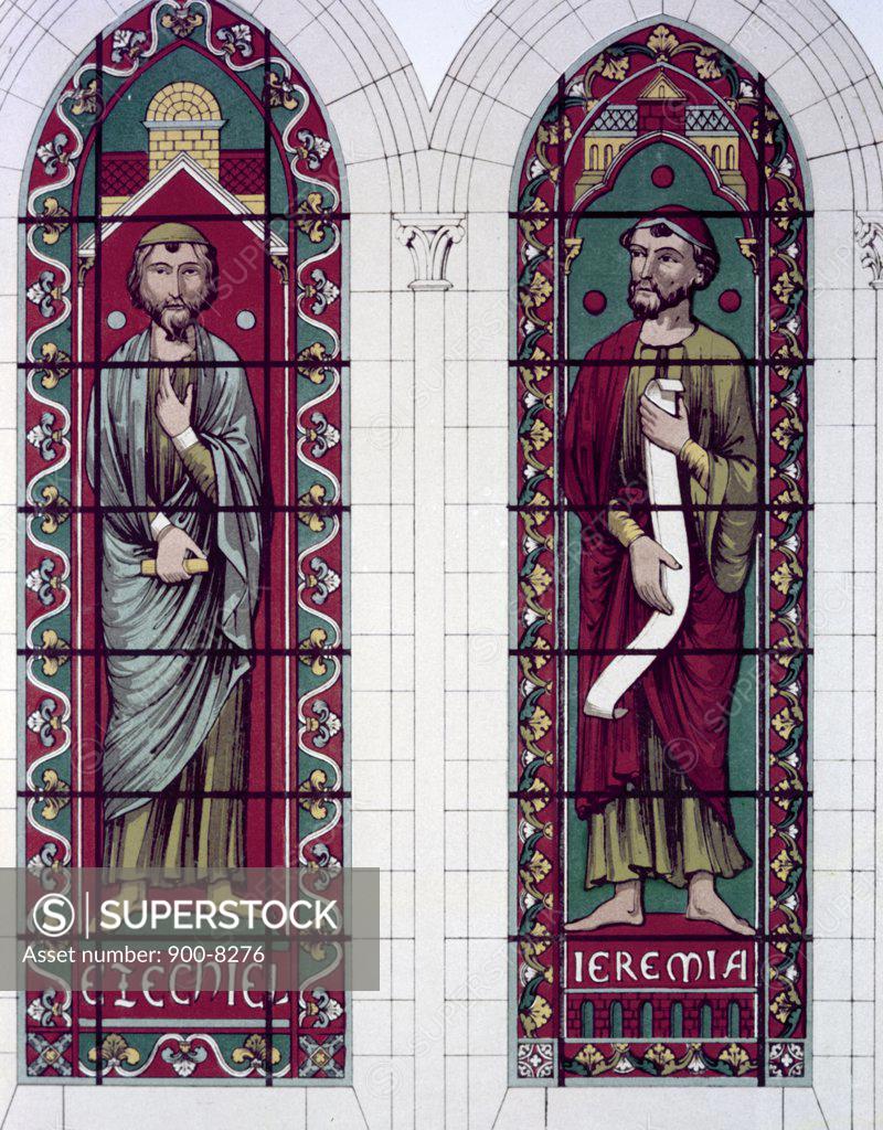 Stock Photo: 900-8276 Prophets, The Ezekiel And Jeremiah, Stained Glass