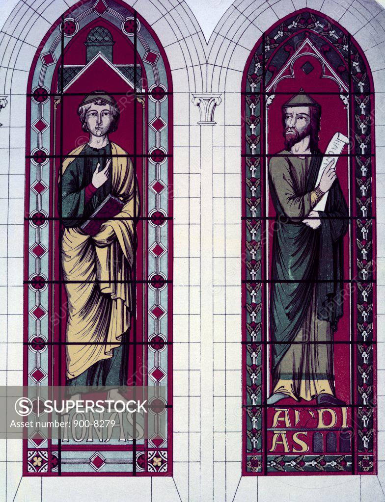Stock Photo: 900-8279 Prophets, The Jonas And Abdias, 13th Century, Stained Glass, STAINED GLASS