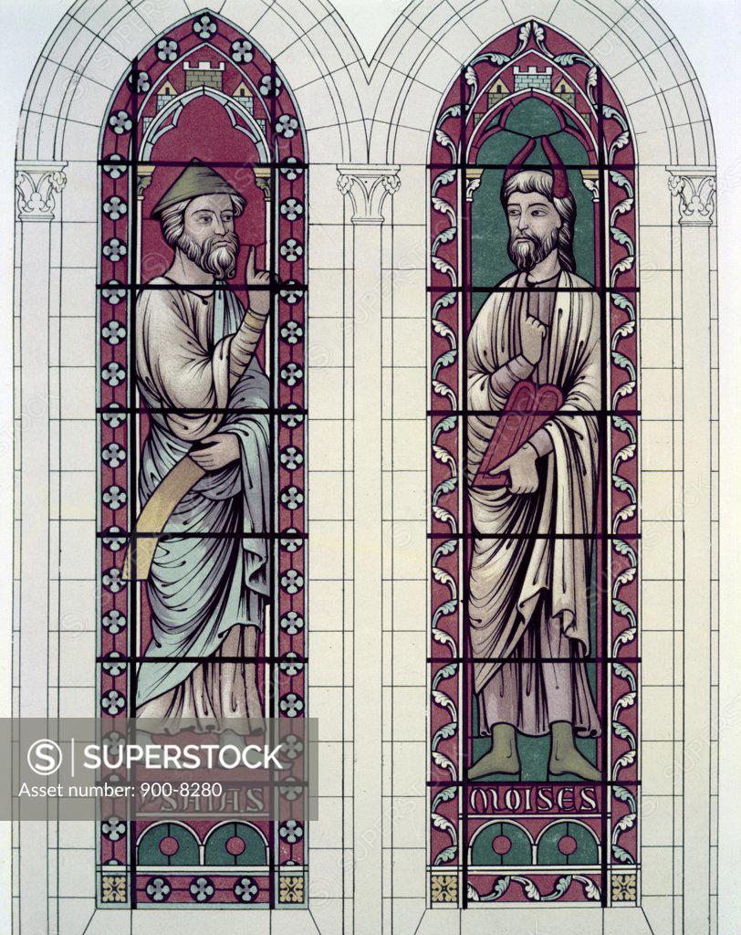 Stock Photo: 900-8280 Prophets, The Isaiah And Moses, 13th Century, Stained Glass, STAINED GLASS