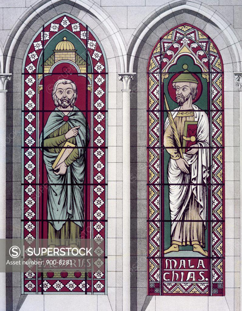 Stock Photo: 900-8281 Prophets, The Zacharias And Malachi, 13th Century, Stained Glass, STAINED GLASS
