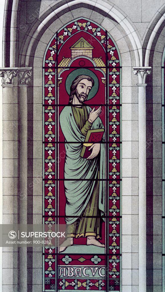 Stock Photo: 900-8282 Prophet Habakkuk 13th Century, 13th Century, Stained Glass, STAINED GLASS