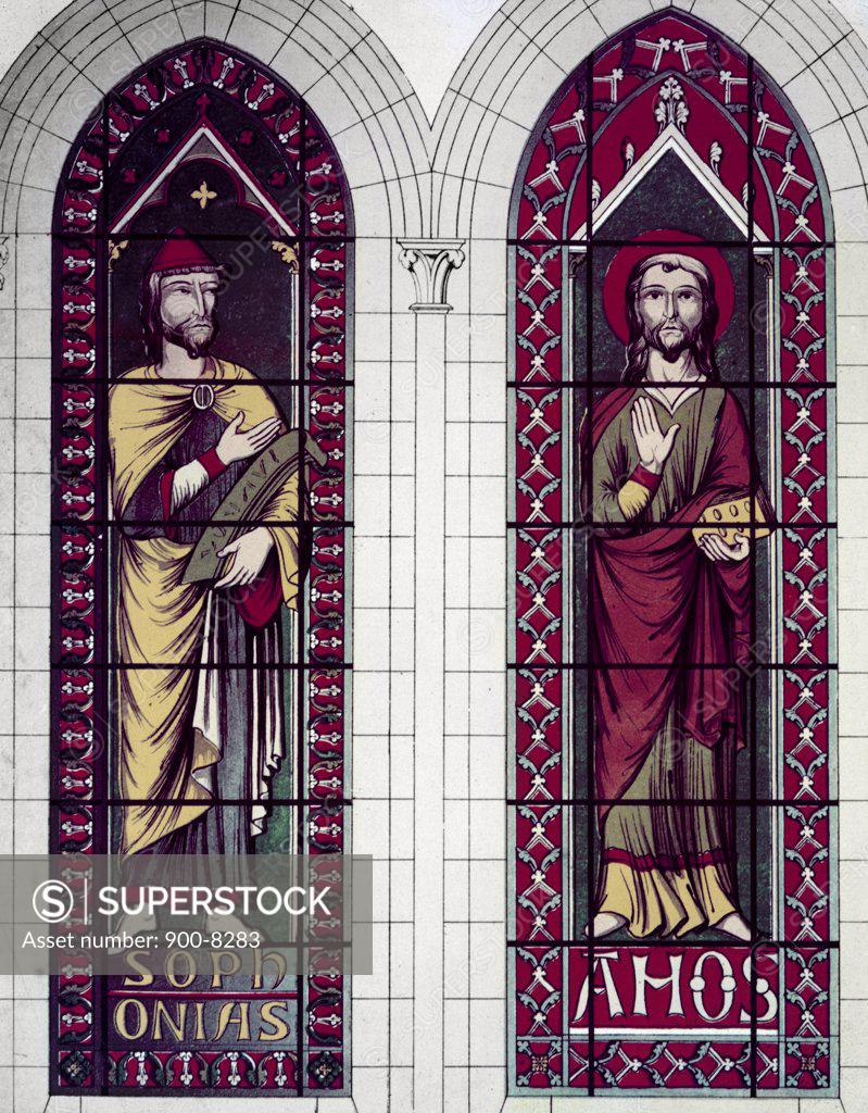 Stock Photo: 900-8283 Prophets, the Sophonias And Amos, 13th Century, Stained Glass, STAINED GLASS