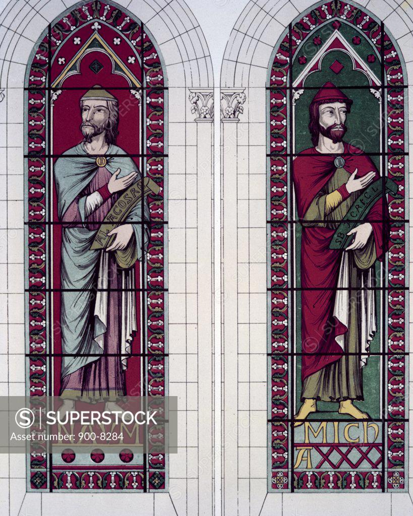 Stock Photo: 900-8284 Prophets, The Nahum And Micah, 13th Century, Stained Glass, STAINED GLASS