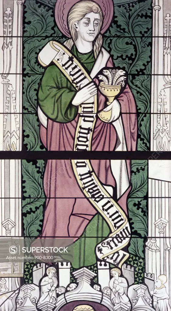 Apostle John,  stained glass,  13th century