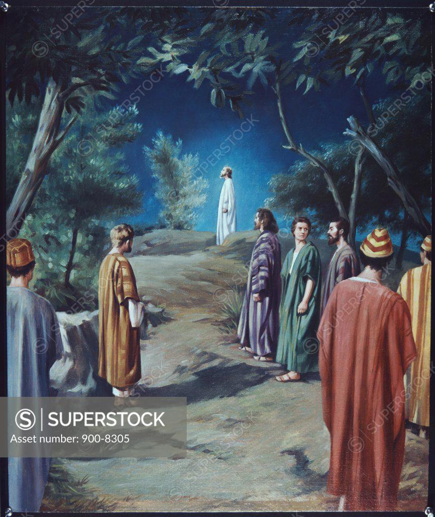 Stock Photo: 900-8305 Christ in Gethsemane with Apostles Berthold Brahme (19th C./German)