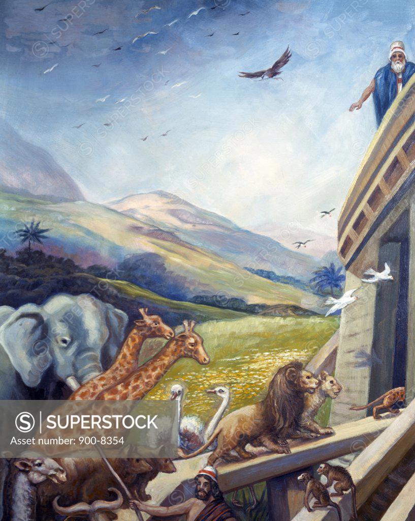 Stock Photo: 900-8354 Loading Animals into Ark by Vittorio Bianchini, (1797-1880)