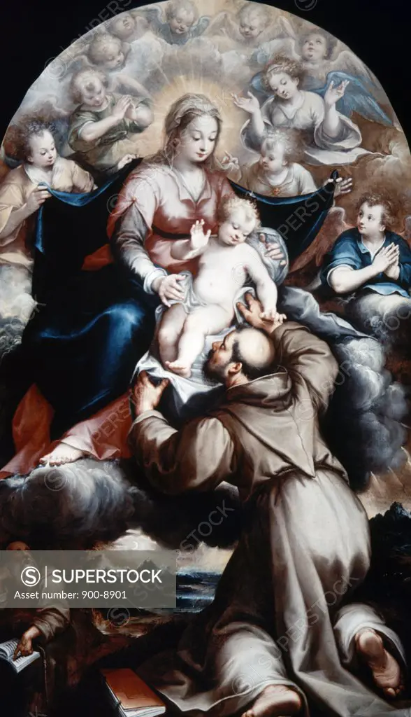 Saint Francis Adoring Christ Child by Denys Calvaert, (C.1540-1619 )