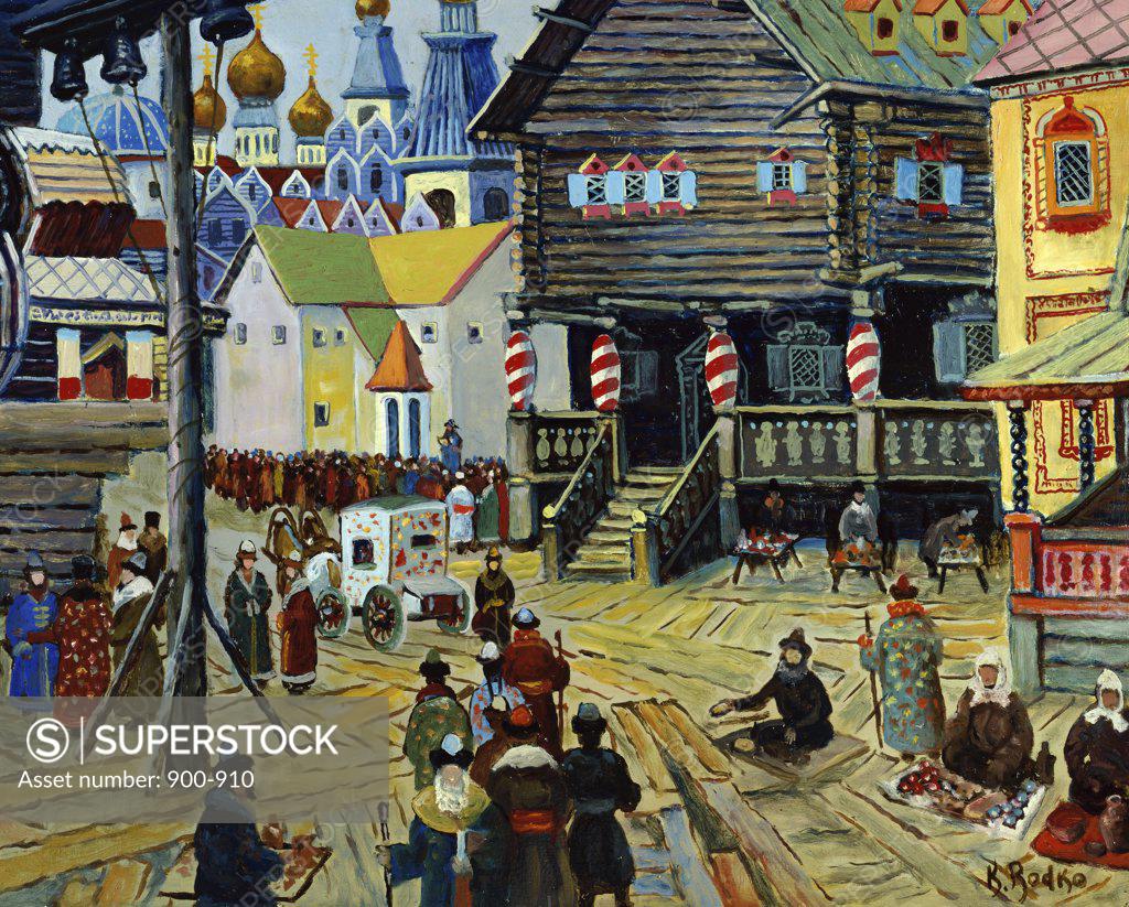 Stock Photo: 900-910 A Russian Scene 1990 Konstantin Rodko (1908-1995/Russian) Oil on canvas