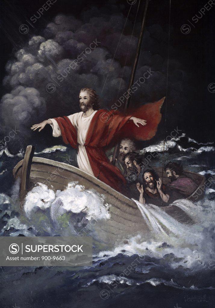 Stock Photo: 900-9663 Christ Stills the Tempest by Florence Kroger, 20th century art
