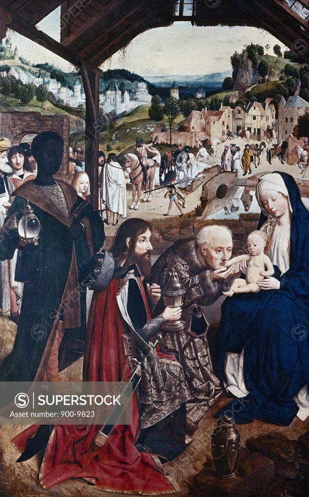 Stock Photo: 900-9823 Adoration of Magi by Geertgen tot Sint Jans, (ca.1465-ca.1495)