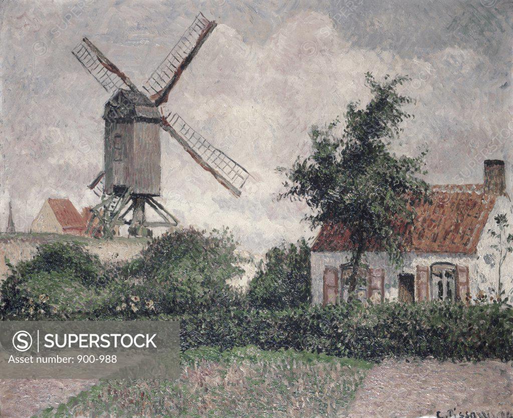 Stock Photo: 900-988 Moulin a Knocke, Belgique 1894 Camille Pissarro (1830-1903/French) Oil on Canvas Private Collection