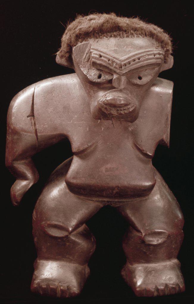 Stone statue depicting human, Hawaiian art