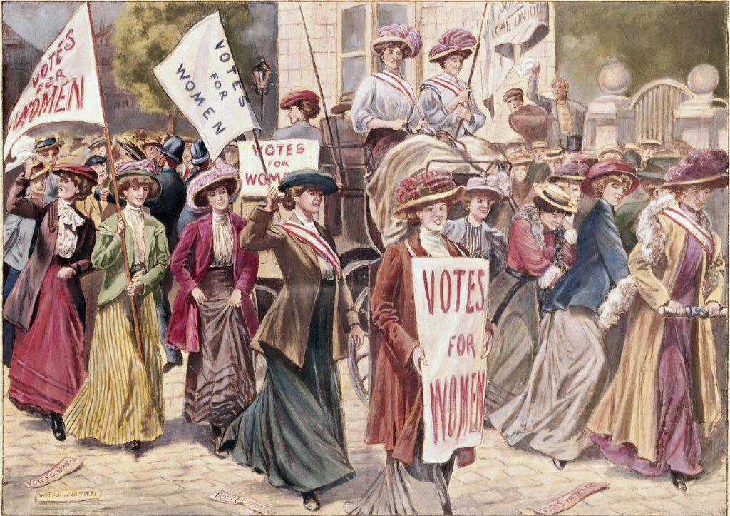 Suffragette Demonstration in London, 1908 Artist Unknown
