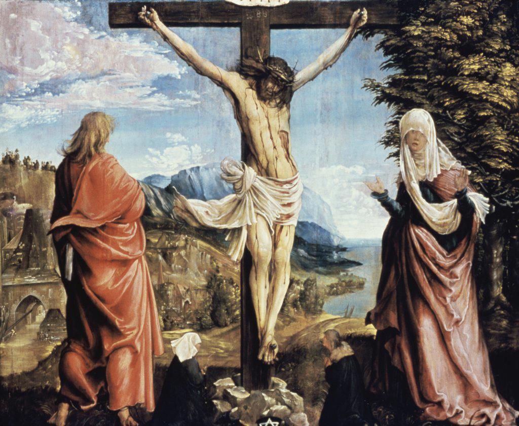 Christ on the Cross with John and Mary Albrecht Altdorfer (ca.1480-1538/German) Oil on Canvas Staaliche Kunstsammlung, Kassel, Germany