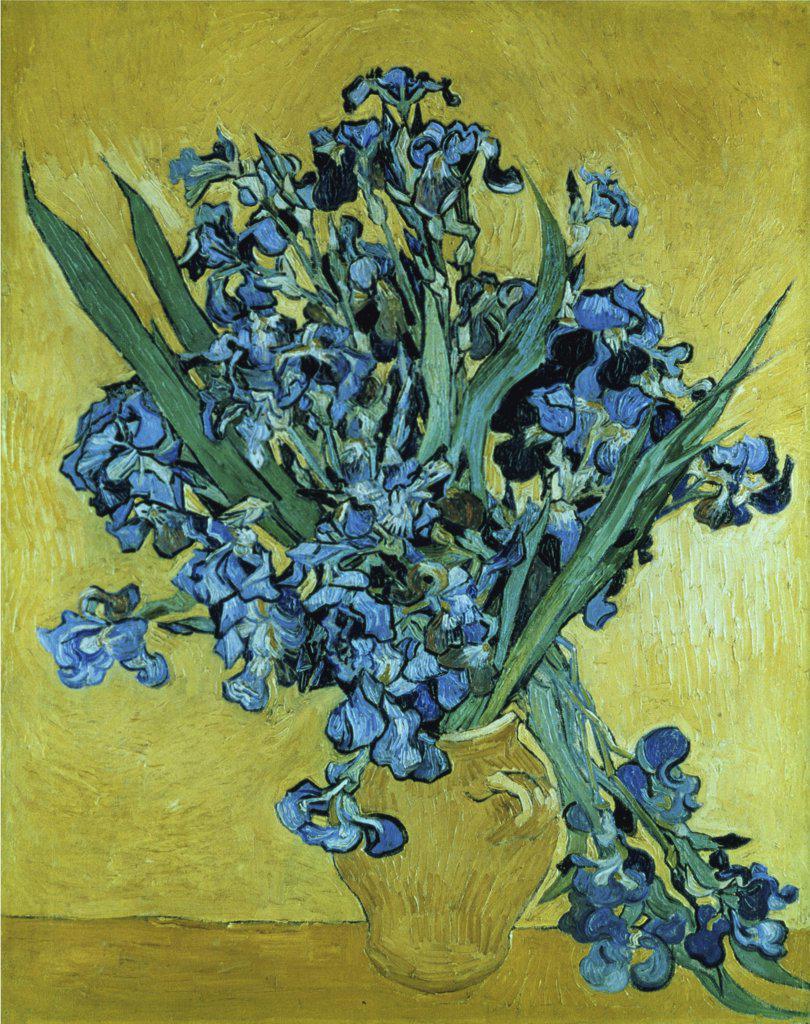 Still Life with Irises Against a Yellow Background 1890 Vincent van Gogh (1853-1890 Dutch) Oil on canvas Van Gogh Museum, Amsterdam, Netherlands