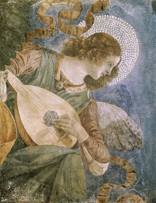 Music Making Angel with Lute c. 1480 Melozzo da Forli (1438-1494 /Italian) Fresco Vatican Museums and Galleries, Rome
