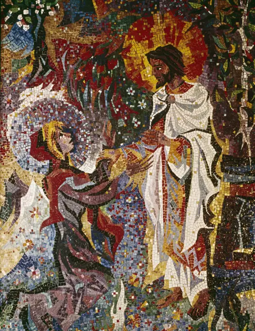 Christ and Mary Magdalene, Artist Unknown, Mosaic