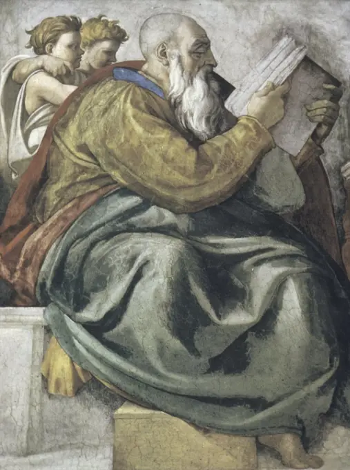 The Prophet Zechariah Michelangelo Buonarroti (1475-1564/Italian) Fresco Sistine Chapel, Vatican