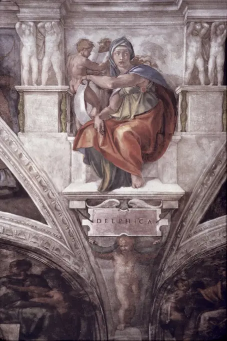 The Delphic Sybil Michelangelo Buonarroti (1475-1564/Italian) Fresco Sistine Chapel, Vatican