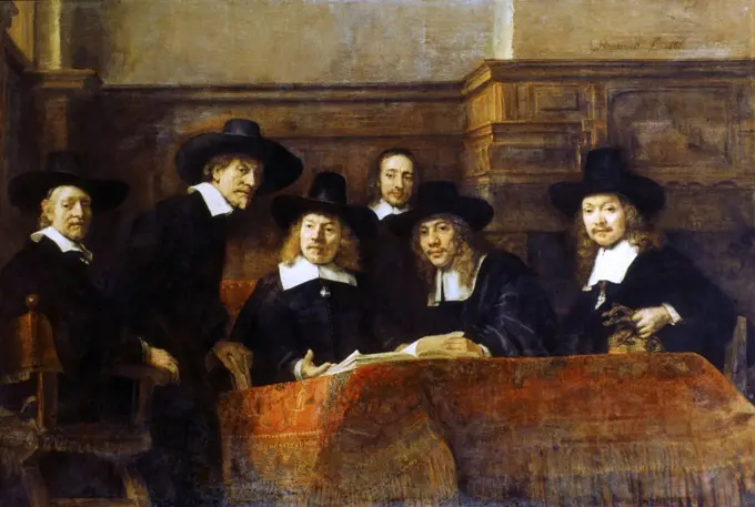 Members of the Drapers Club  (Staalmeesters)  1662,  Rembrandt van Rijn (1606-1669 /Dutch)  Oil on Canvas  Rijksmuseum Vincent van Gogh, Amsterdam 