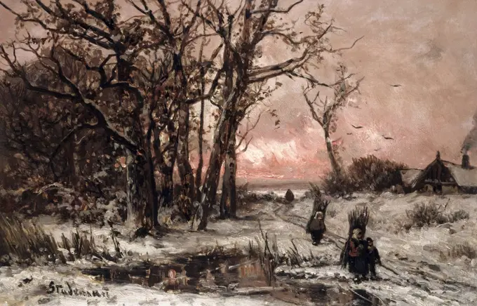 Winter Landscape by Adolf Stademann, 1824-1895