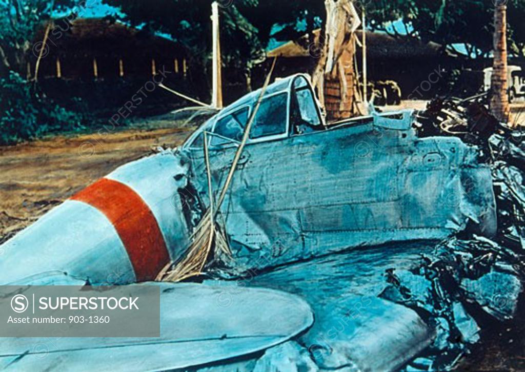 Stock Photo: 903-1360 Downed Japanese Plane Pearl Harbor, Hawaii, USA December 7, 1941