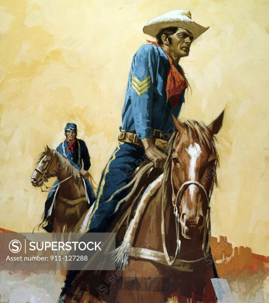 Stock Photo: 911-127288 Cowboys riding horses