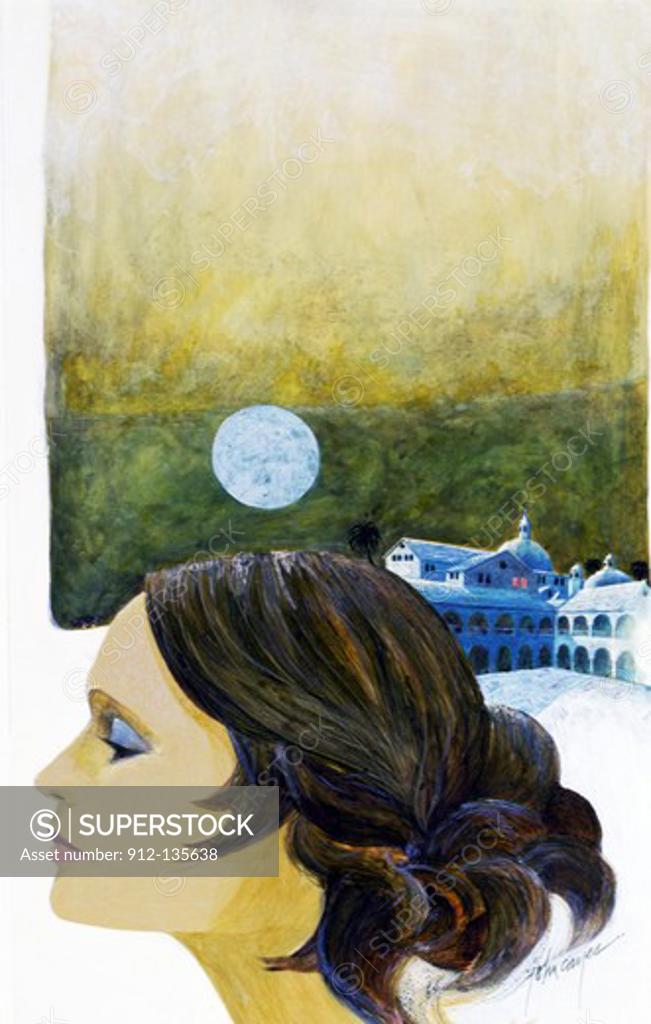 Stock Photo: 912-135638 Painting of woman and palace